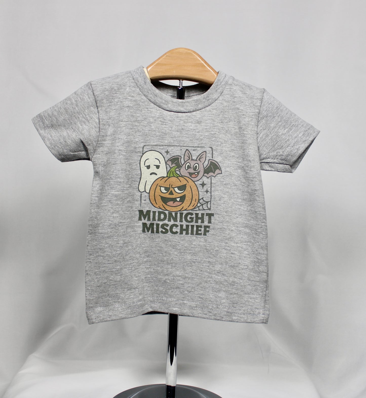 Midnight Mischief Kids Halloween T-Shirt – Ghost, Bat & Pumpkin Graphic Tee