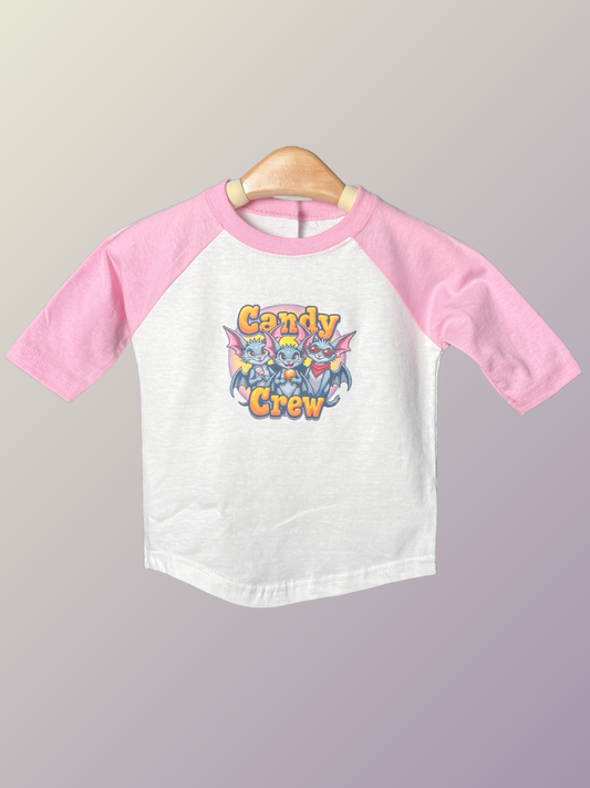 Candy Crew Girls Halloween Raglan – Trick-or-Treat Bat Graphic Shirt