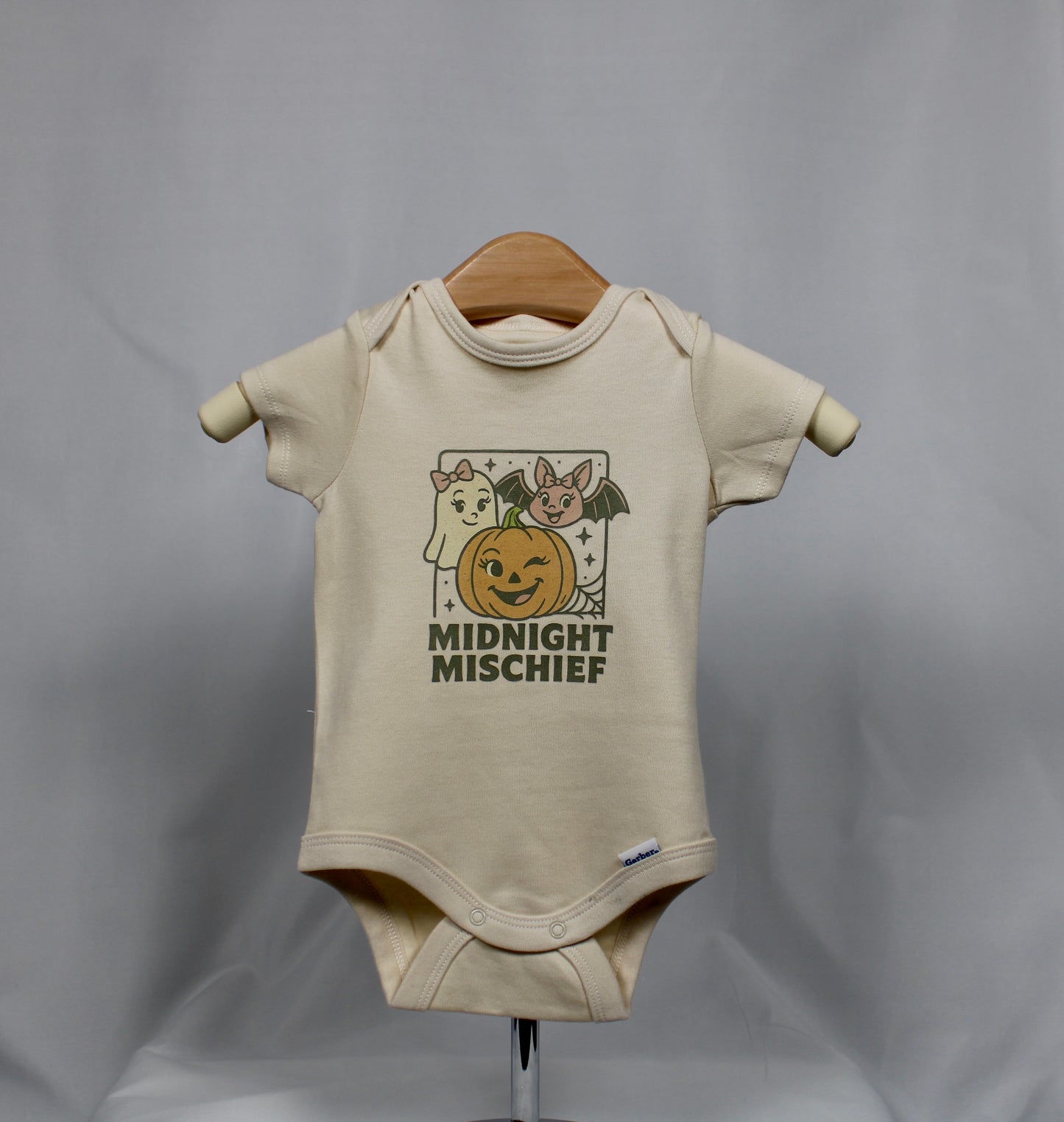 Midnight Mischief Girls Baby Onesie – Halloween Ghost, Bat & Pumpkin Bodysuit